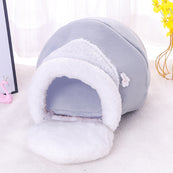 Pluszowy domek dla kotów i psów w kształcie miski 3 w 1