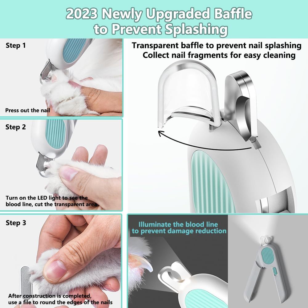 Bezpieczny obcinacz do paznokci LED dla psa i kota