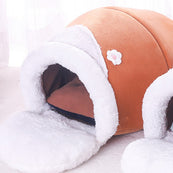 Pluszowy domek dla kotów i psów w kształcie miski 3 w 1