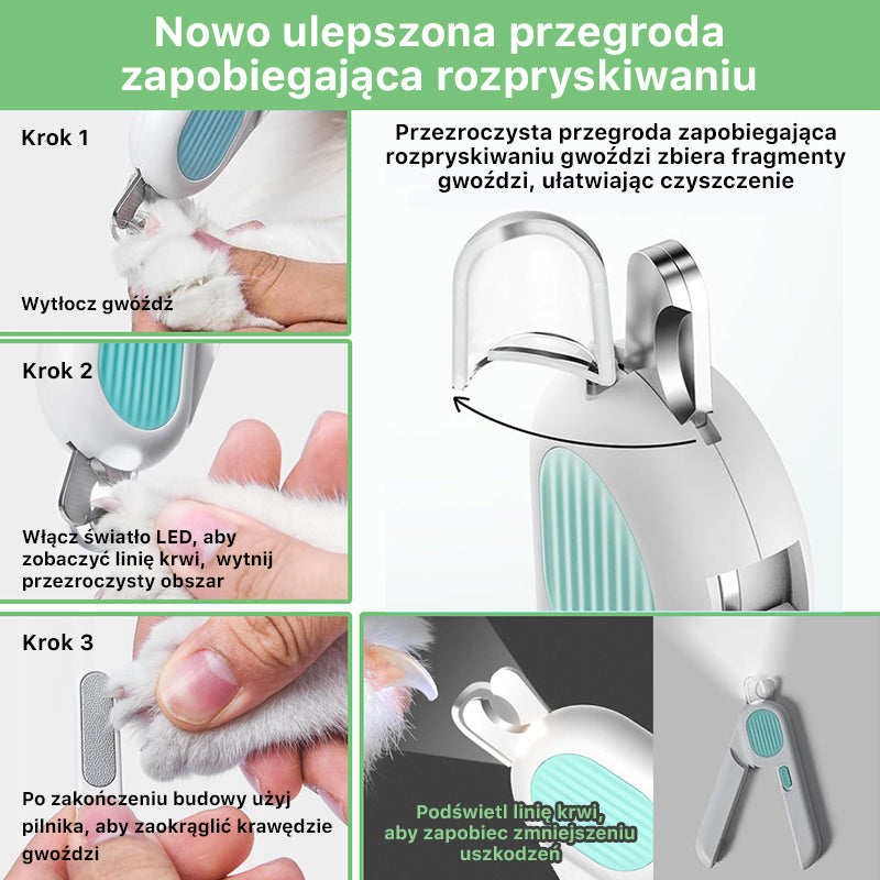 Bezpieczny obcinacz do paznokci LED dla psa i kota