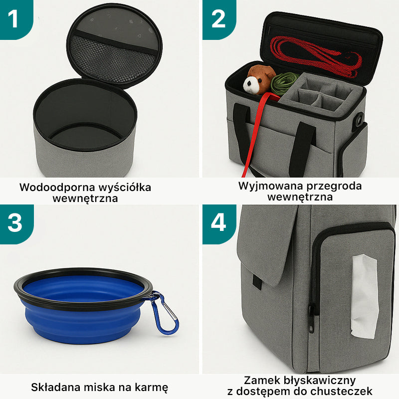 Przestronny i wygodny plecak dla psa na podróż
