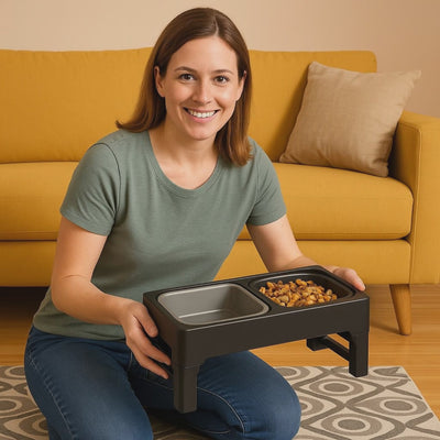 Podwójna regulowana ergonomiczna miska na karmę dla psa